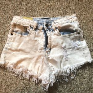 Semi Acid-Washed Denim Shorts